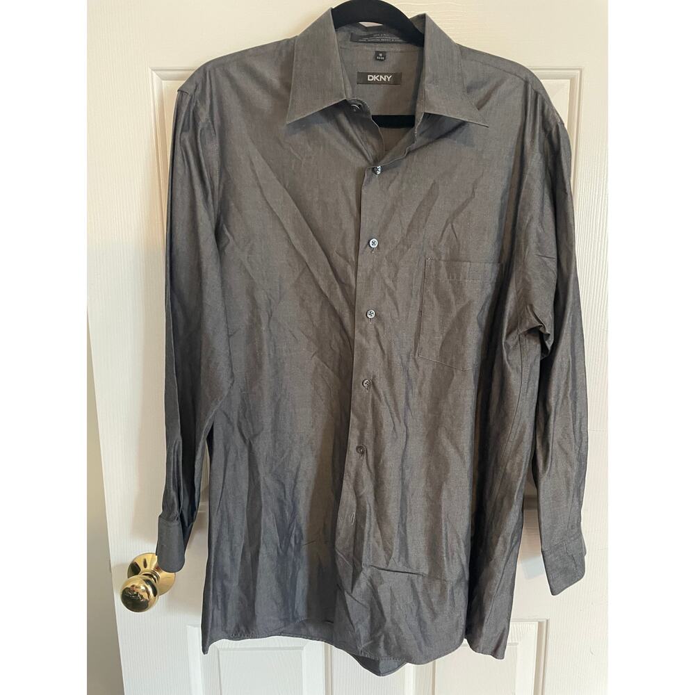 DKNY Mens LongSleeve ButtonUp Dress Shirt, 100% Cotton, 80's 2 Ply Size 16 32/33